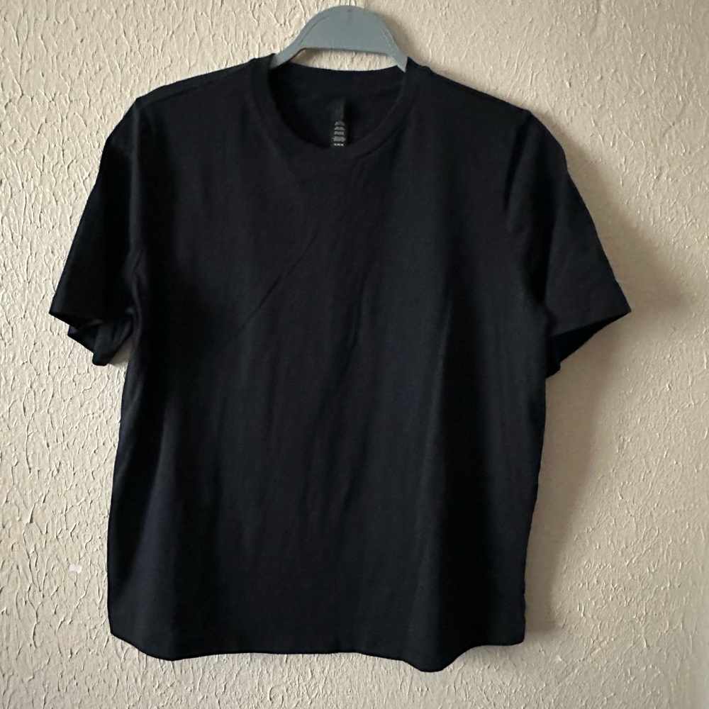 SKIMS Cotton Blend T-Shirt Size Medium Black Stretchy Short Sleeve